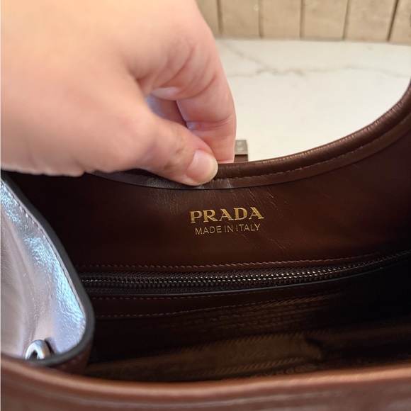 Prada Medium Leather Tote- Brown - Picture 3 of 7